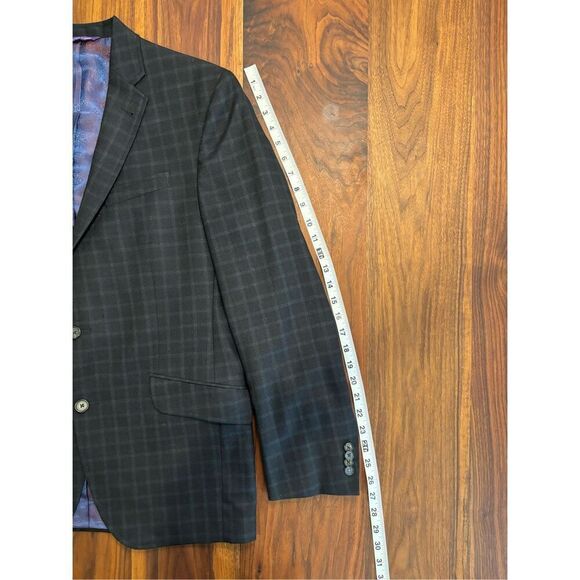 Ted Baker Men's Black Purple Windowpane Notch Lapel Long Sleeve Sport Coat Sz 42 - Picture 3 of 8